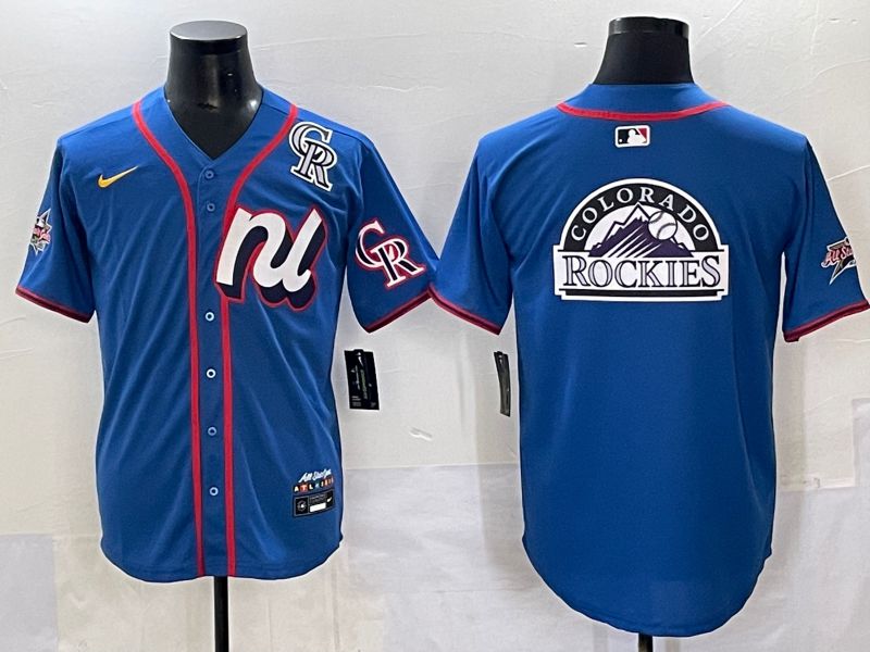 Men 2025 Colorado Rockies Blank Blue All star Nike MLB Jersey style 03